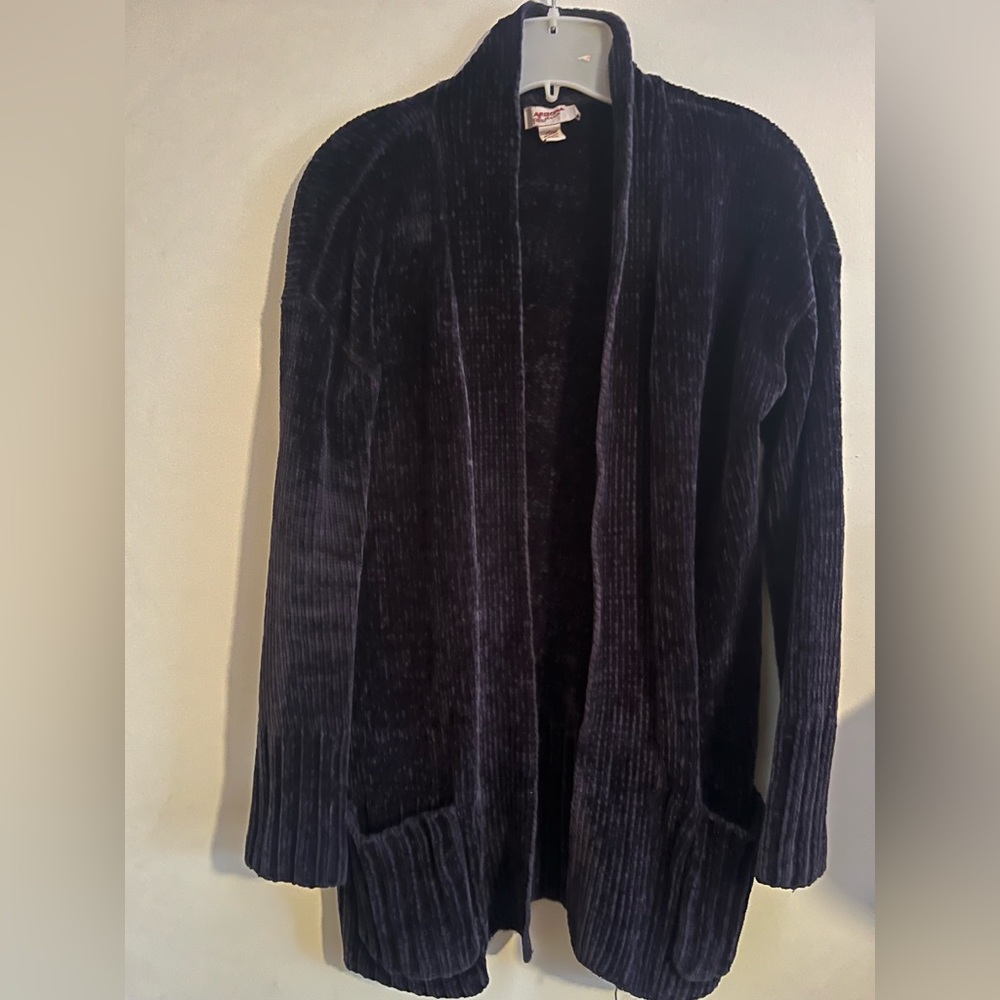 Chenille cardigan in navy blue